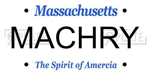 MACHRY Massachusetts License Plate