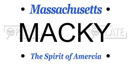 MACKY Massachusetts License Plate