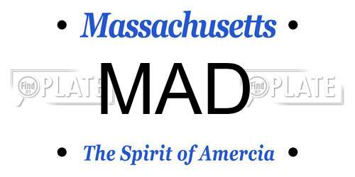 MAD Massachusetts License Plate