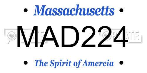 MAD224 Massachusetts License Plate