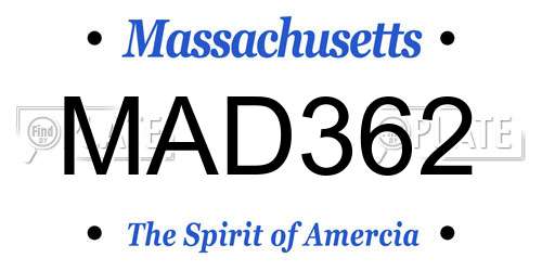 MAD362 Massachusetts License Plate