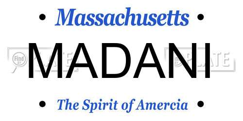 MADANI Massachusetts License Plate