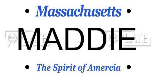 MADDIE Massachusetts License Plate