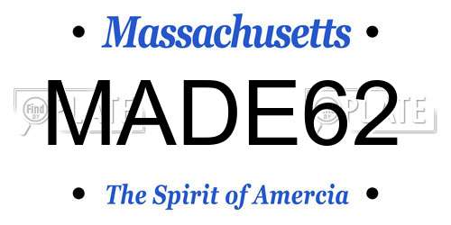 MADE62 Massachusetts License Plate