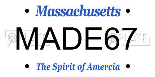 MADE67 Massachusetts License Plate