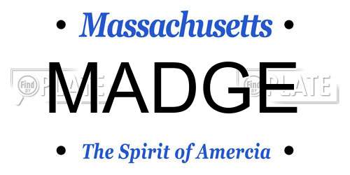 MADGE Massachusetts License Plate