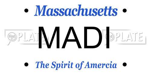 MADI Massachusetts License Plate