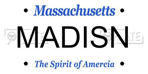 MADISN Massachusetts License Plate