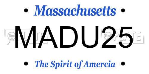MADU25 Massachusetts License Plate