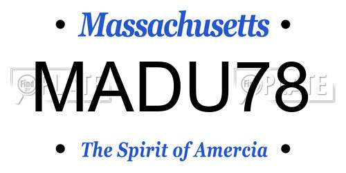 MADU78 Massachusetts License Plate