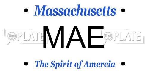 MAE Massachusetts License Plate