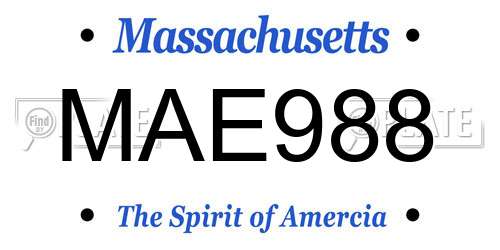 MAE988 Massachusetts License Plate