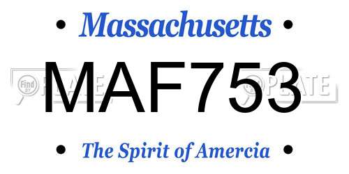 MAF753 Massachusetts License Plate
