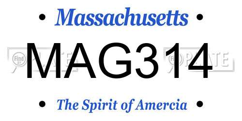MAG314 Massachusetts License Plate
