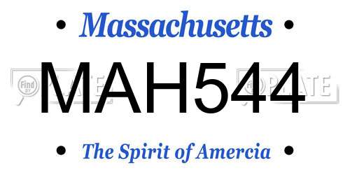 MAH544 Massachusetts License Plate
