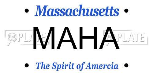 MAHA Massachusetts License Plate
