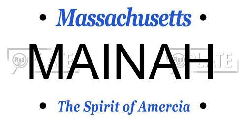 MAINAH Massachusetts License Plate