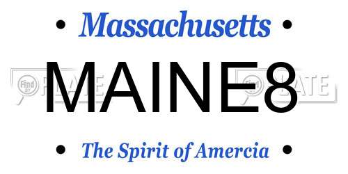 MAINE8 Massachusetts License Plate