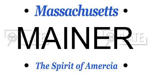 MAINER Massachusetts License Plate