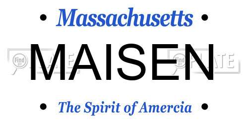 MAISEN Massachusetts License Plate