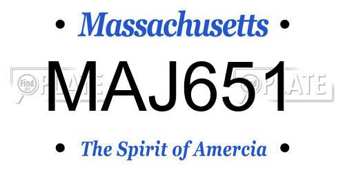 MAJ651 Massachusetts License Plate