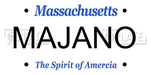 MAJANO Massachusetts License Plate