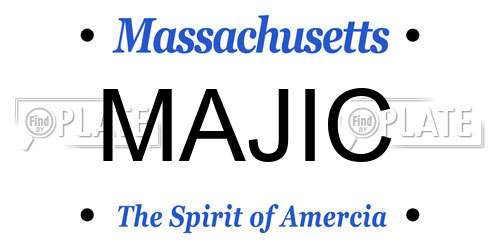 MAJIC Massachusetts License Plate