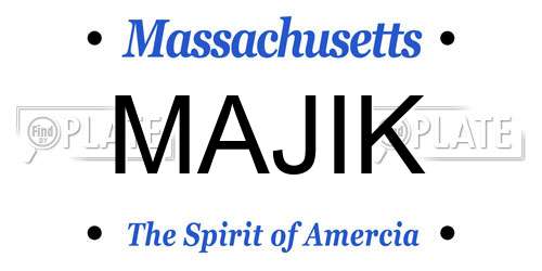 MAJIK Massachusetts License Plate