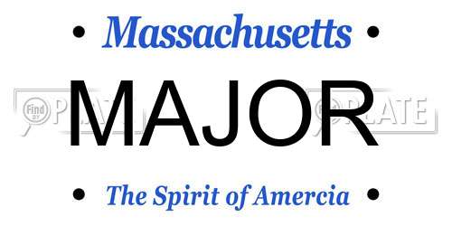 MAJOR Massachusetts License Plate