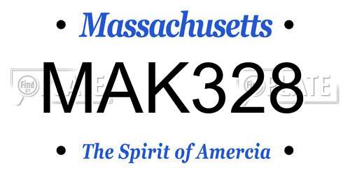 MAK328 Massachusetts License Plate