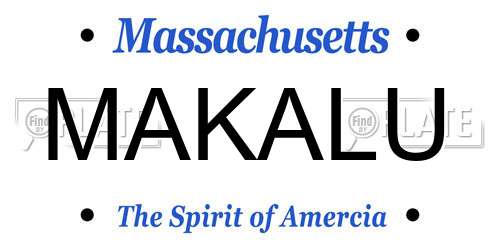 MAKALU Massachusetts License Plate