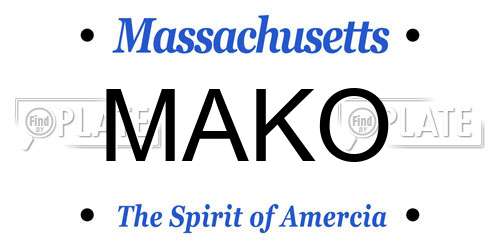 MAKO Massachusetts License Plate