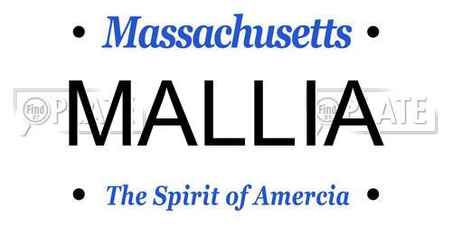 MALLIA Massachusetts License Plate