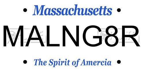 MALNG8R Massachusetts License Plate