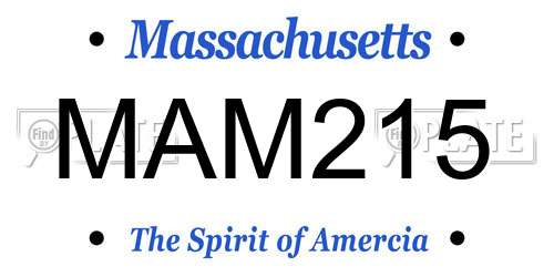 MAM215 Massachusetts License Plate
