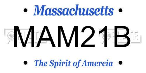 MAM21B Massachusetts License Plate