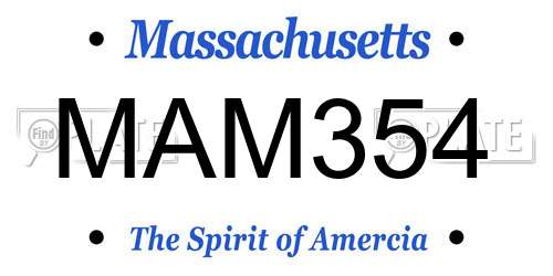 MAM354 Massachusetts License Plate