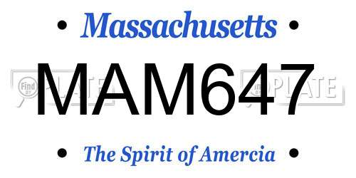 MAM647 Massachusetts License Plate