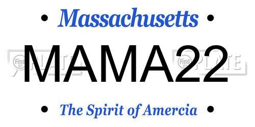 MAMA22 Massachusetts License Plate