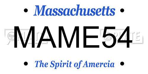 MAME54 Massachusetts License Plate