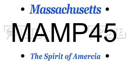 MAMP45 Massachusetts License Plate