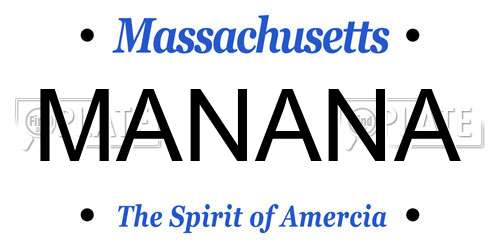 MANANA Massachusetts License Plate