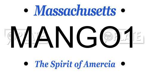 MANGO1 Massachusetts License Plate
