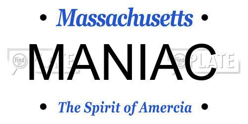MANIAC Massachusetts License Plate
