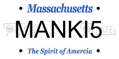 MANKI5 Massachusetts License Plate