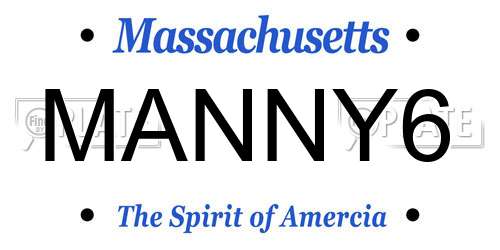 MANNY6 Massachusetts License Plate