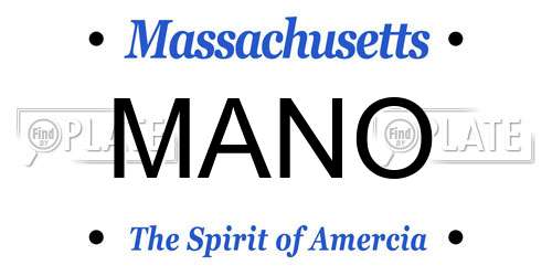 MANO Massachusetts License Plate