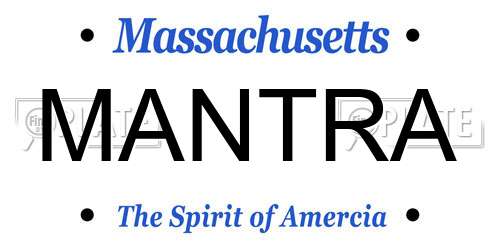 MANTRA Massachusetts License Plate