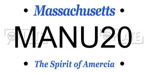 MANU20 Massachusetts License Plate