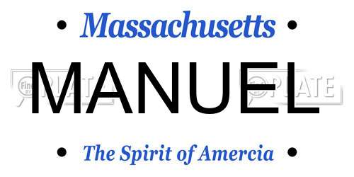 MANUEL Massachusetts License Plate